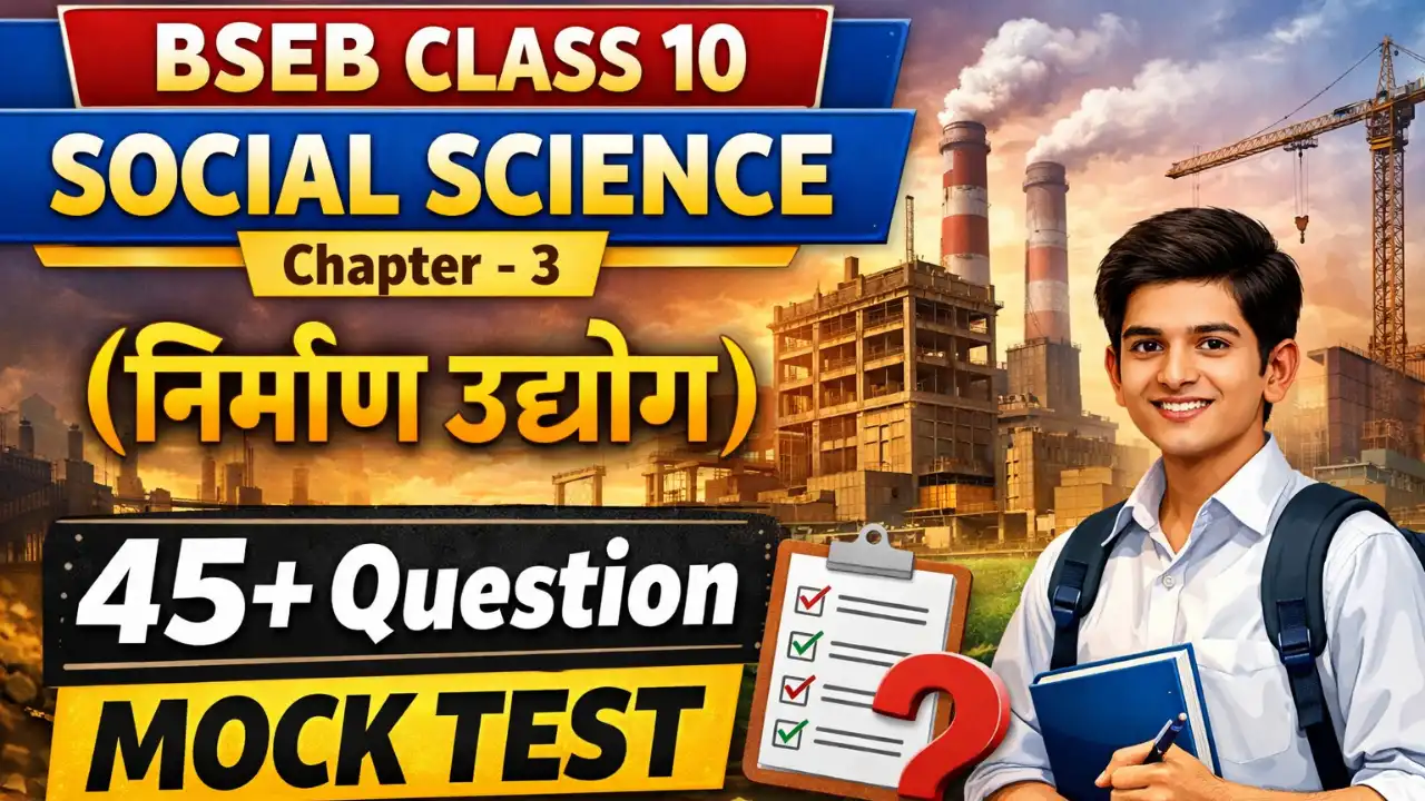 Class 10 Social Science Chapter - 3 (निर्माण उद्योग) Objective 2026 PDF